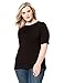 Daily Ritual Women's Plus Size Rib Knit Jersey Elbow-Sleeve Boat Neck Shirt