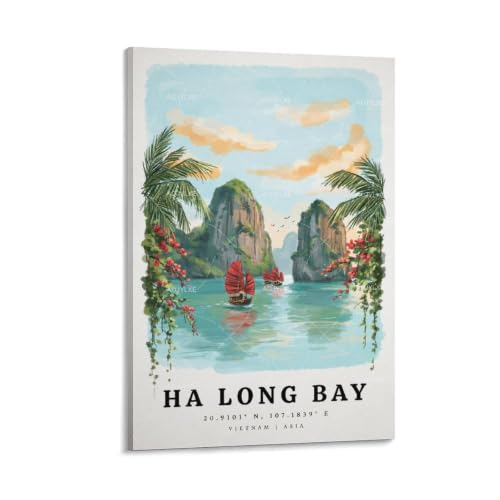 Poster Ha Long Bay aquarelle pour décoration de chambre esthétique
