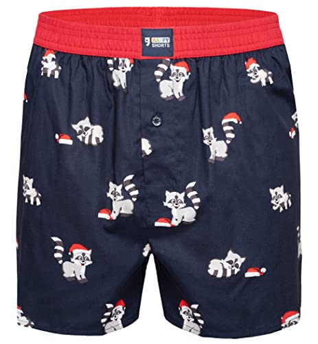 Happy Shorts Herren American Boxer Boxershorts Shorts Webboxer Weihnachten X-Mas Geschenk Waschbär - Raccoon, Farbe:Waschbär - Raccoon, Grösse:XL