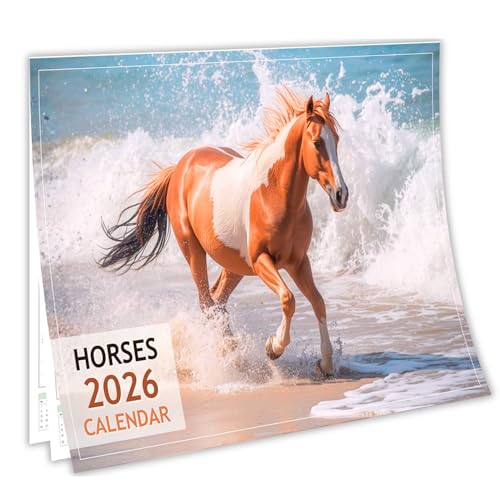2026 Horses Desk & Wall Calendar A3 (Opens from A4) 12 Month Monday Start Regal Horse & Stallion Photography Twin Wire Bound 150gsm Premium Paper Made & Designed in the UK