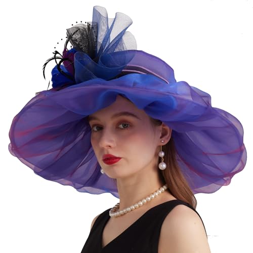 Sombrero de dama tipo Derby con organza para boda y té miniatura 4