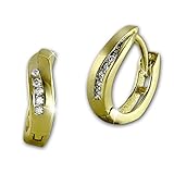 GoldDream GDO539WY - Pendientes de aro para mujer de oro amarillo de 8 quilates con circonitas blancas