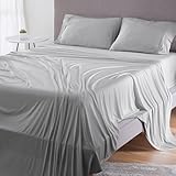 Bedgear Dri-Tec Sheet Set – Moisture Wicking Technology, Breathable, Cooling Sheets – Flat Sheet, Fitted Sheet, Pillowcases – All Mattress Types, Bedding Dorm Apartment Essentials, Queen, Light Grey