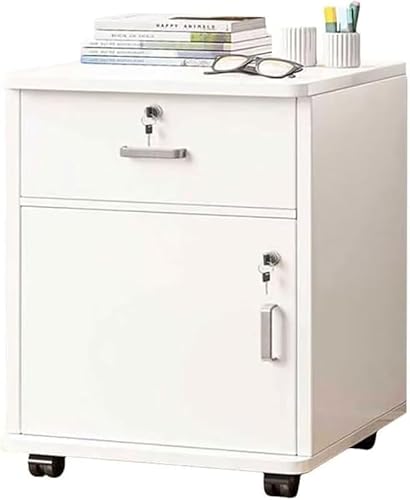 AZIEBAY多機能デスク下収納ワゴン 鍵付き引き出しファイルキャビネット 分解可能なワンレイヤーサイドキャビネット 大容量オフィス収納