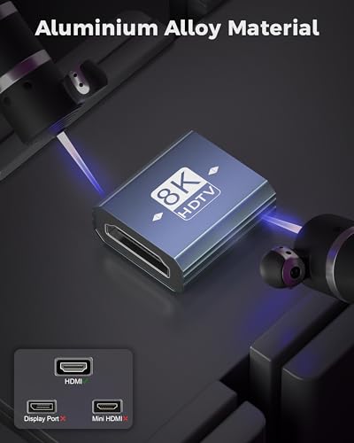 Image of FEDUS ZENITH LINK 8K HDMI Coupler Female to Female Adapter Jointer, Pack of 3 HDMI Cable 2.1 Extender Connector (8K@60Hz, 4K@120Hz) Aluminum Body for PS5, Xbox, PC, TV Stick, Roku, Monitor, High-Speed