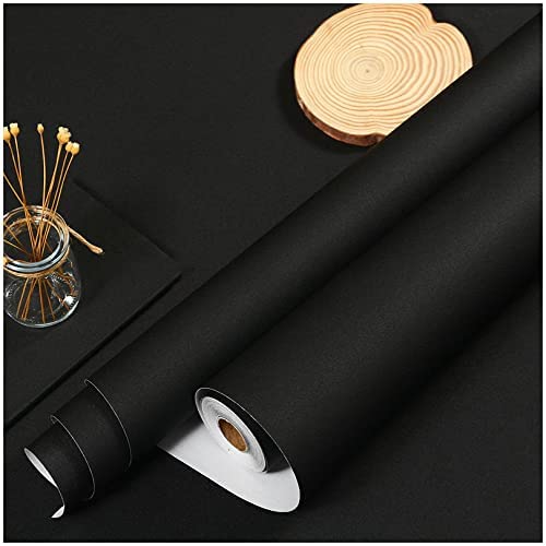 Image of WISDOM Matte Black Texture Wallpaper Self Adhesive Vinyl Stickers Decorative Film for Wallcovering Kitchen Countertops Cabinets Furniture (12 by 98inches, Black Matte Texture)