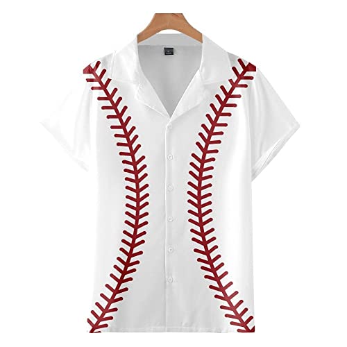 Chemise hawaïenne motif baseball créatif boutonné séchage rapide homme