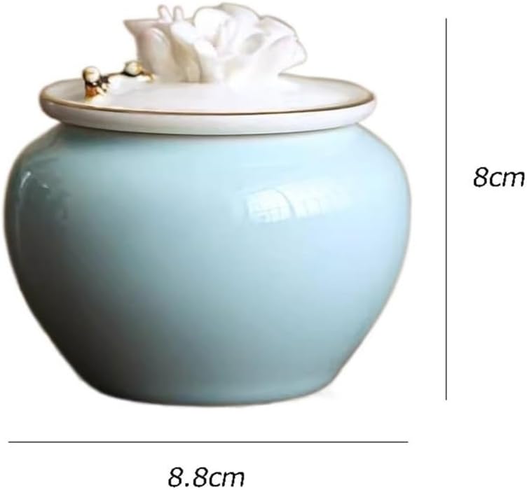 Tea Container Handmade Pinch Flower Blue Ceramic Tea Canister Kung Fu Set Household Multifunctional Sealing Jar