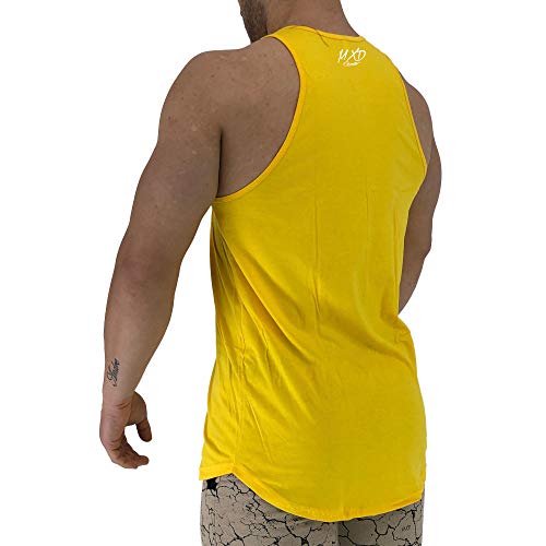 Regata LongLine Masculina Cavada MXD Conceito Índio Musculoso Long Line (Amarelo, G)