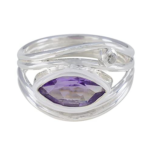 Bague en améthyste naturelle argent 925 style minimaliste pour le quotidien
