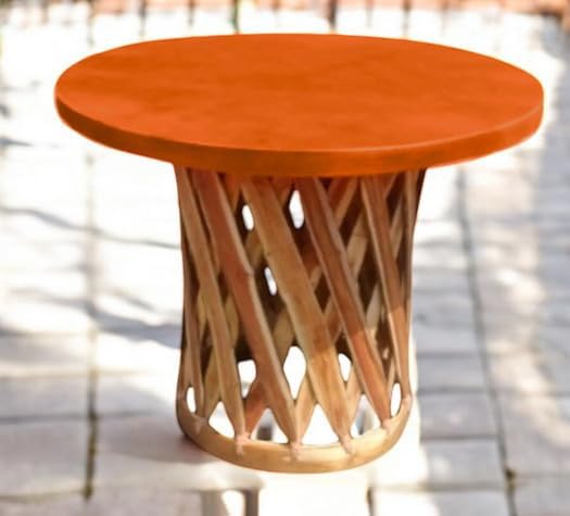 Table Traditional Mexican Equipal Furniture Honey Color Handmade, Artisan in Mexico by Equipales San José Original Leather Ideal for your Home, Bar, Restaurant, Garden, Office, Hotel