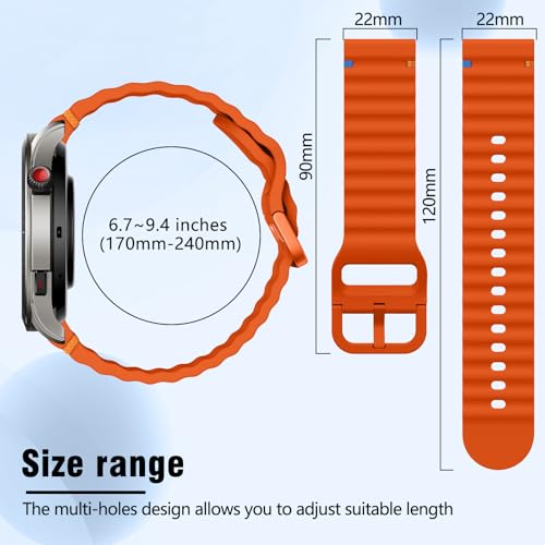 Image of 22mm Silicone Watch Band Compatible with Amazfit T-Rex 3 Pro 48mm /Balance 2 /Balance /Bip 6 /Bip 5 /GTR 4 /GTR 3 /GTR 2 /GTR 47mm, Wavy Replacement Strap for Amazfit Cheetah /Stratos 3 /2s