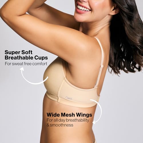 Image of NYKD NYB003 Wirefree Cotton All Day Comfort Triangle Padded with Breathable Cup & Detachbale Straps T-Shirt Bra for Women