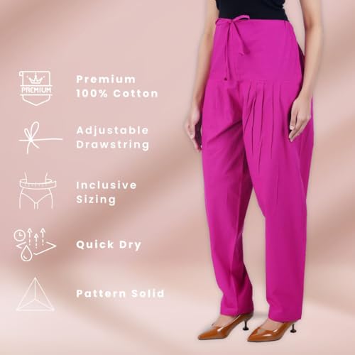 Image of Happy Bunny Salwar Pant - Modern Style Pure Cotton for Women - Ethnic Semi Patiala Trouser - Office,Home - All Day Comfort Wear with Drawstring