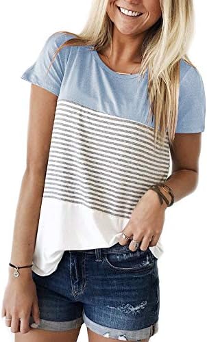 Round Neck Triple Color Block Stripe T-Shirt