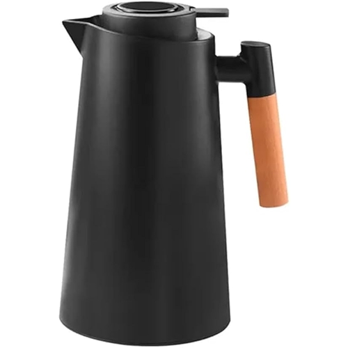 Garrafa Térmica 1L Premium – Design Elegante em Preto com Cabo de Madeira | Ideal para Caf...