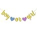 Fecedy Gold Glitter Gender Reveal Boy or Girl Banner For Baby Shower Party
