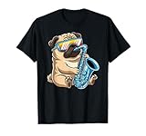 Perro Con Gafas De Sol Jugando Saxofón Saxofonista Jazz Camiseta
