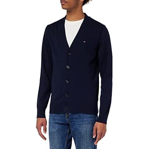 Tommy Hilfiger Herren Cardigan 1985 Cardigan mit Knopfleiste, Blau (Desert Sky), XL Cover