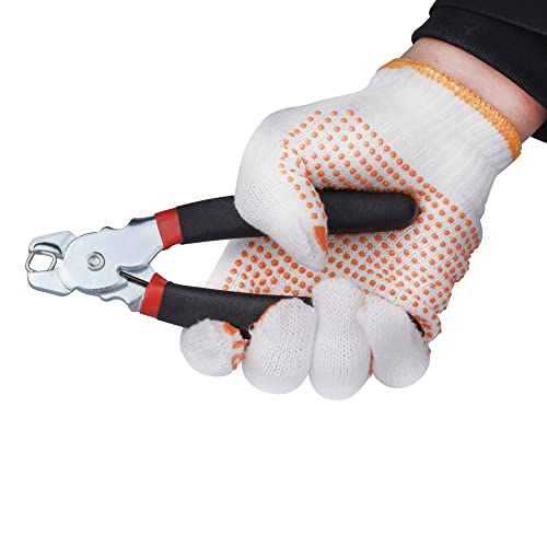 Hog Ring Pliers With 483Pcs 3/4" 1/2" 3/8" 1" Galvanized Hog Rings And Anti-Slip Gloves Perfect For Furniture Upholstery, Auto Upholstery, Cords, Animal Pet Cages, Bagging (Flat Hog Rings Pliers Ki) #TOP1