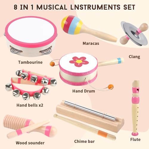 Musikinstrumente für Kleinkinder 1 2 3-jährige Mädchen, Baby Montessori Holzspielzeug für Kinder von 1-3 Jahren… – Ansicht 2