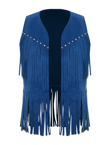 Kids Boys Girls Hippie Dance Vest Faux Suede Fringe Western Waistcoat