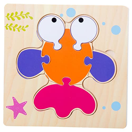 HOOTNEE 5pièces Puzzle Bois Animaux Cartoon De Éducatives pour Garçon Fille Bee Frog Fish Elephant Jouet Montessori Bois pour Développer Imagination Coordination