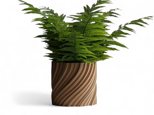 TreeSpindle Planter Vase – Modern Rustic Plant Pot with Twisted Tree Texture – Ideal for Indoor Plants, Outdoor Succulents, Orchids, and More – Home Decor Pots (Wood Brown (Khaki), Larger 6' x 6')