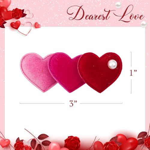 2 Piezas Pinzas para el Cabello de Corazón de Terciopelo para Niñas Accesorios Rojos para el Día de San Valentín miniatura 4