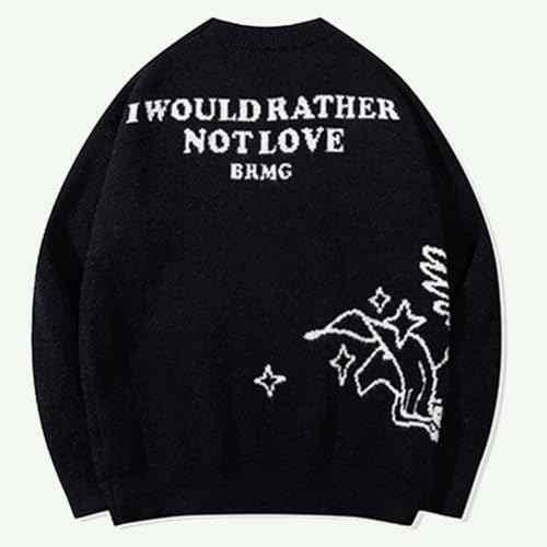 Streetwear Knitted Sweater Men Cupid Pattern Pullovers Spring Autumn Oversized Sweaters2