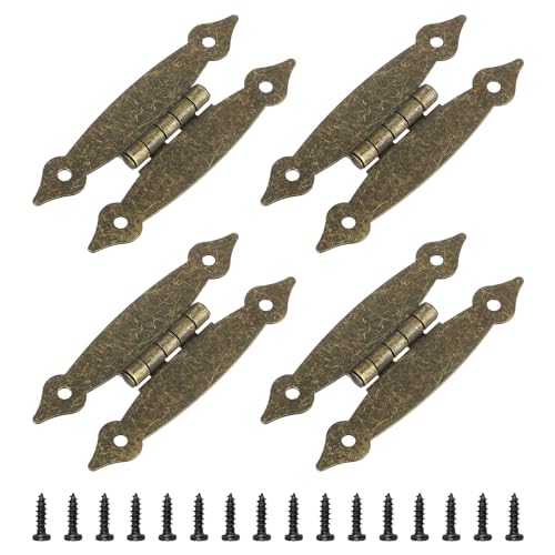 QUARKZMAN 4pz Cerniera a H Cerniera Piatta Metallo Cerniera per Porta Armadio Cerniera per Montaggio a Incasso Viti per Porta Armadio, 3.5x1.5 Pollici Bronzo