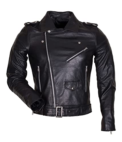 Men's Black Biker Leather Jacket Motorcycle Lightweight Faux Leather Outwear2