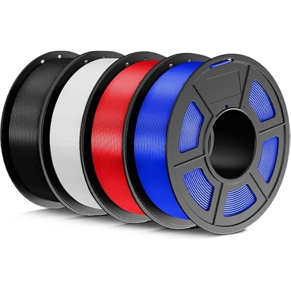 Jayo PLA filament 1.75mm 4.4KG, wiązka filamentu PLA do drukarek 3D, 1.1 kg na szpulę, 4 szpule, wielokolorowy do większości drukarek 3D FDM (czarny, biały, czerwony, niebieski)