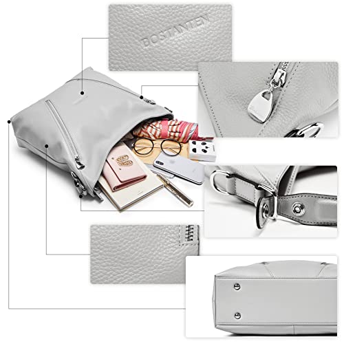 Bostanten Women Leather Handbag Designer Ladies Hobo Purses Shoulder Bag Grey #TOP5