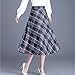 Women's Plaid Skirt Warm Elastic High Waist Wool A-Line Pleated Tartan Winter Long Skirts Casual Flared Midi Skirts