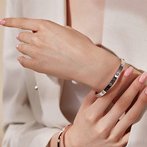 Miniatura 6 de My Daily Styles Pulsera de acero inoxidable con bisagras CZ para mujer, tamaño 7 pulgadas