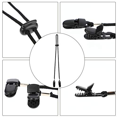 Satinior 2 Pieces Adjustable Hat Strap Clips Black Windproof Strap Clips Cap Anti-Lost Strap With Cord Locks For Golfing, Fishing, Boating, Sailing And Other Sports, 13 Inches In Length #TOP5