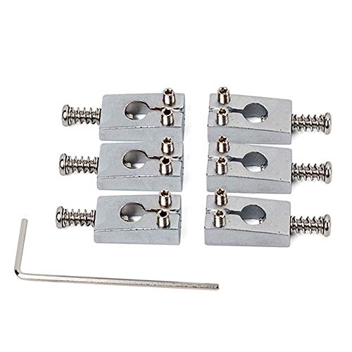 heaven2017 Saddle for Electric Guitar, 6Pcs 10.4mm Narrow Guitar Bridge Brass Saddles Instrument Replacement Parts for Epiphone/Gibson LP Electric Guitar Chrome