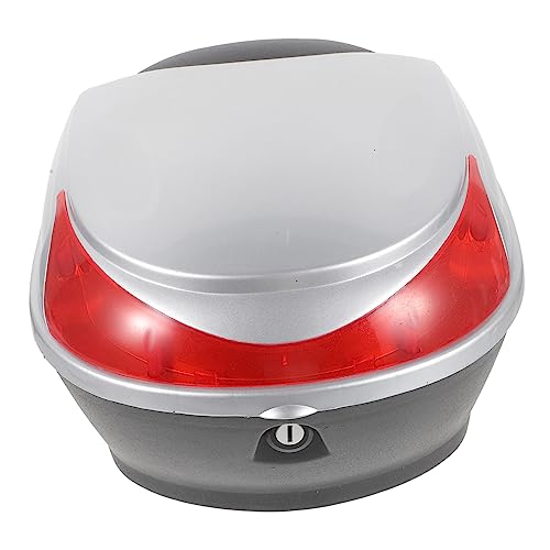 Cabilock Baúl Superior para Motocicleta Rígido 30l Plateado Candado, Caja Trasera De Maletero, Almacenamiento Resistente para Moto, Uso Urbano y Viajes, para Motorista Adulto