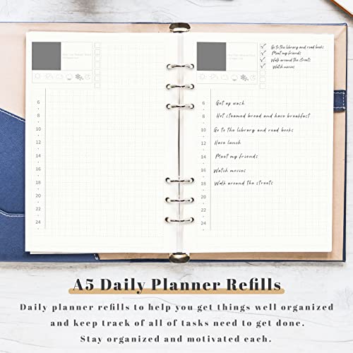 A5 Daily Planner Insert Refill Paper - 135 Sheets/270 Pages 6 Holes Punched Office College Filler Paper, 100Gsm White Loose-Leaf Binder Paper, 5.6" X 8.3" #TOP5