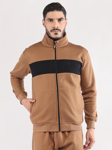 Image of CHKOKKO Fleece Men Winter Sports Running Zipper Collared Neck Stylish Jacket