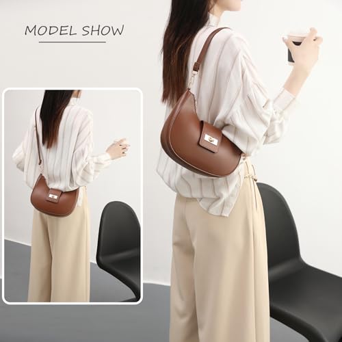 NIUEIMEE ZHOU Crescent Shoulder Bag for Women Retro Vegan Leather Crossbody Bags Tote HandBag Underarm Purses2