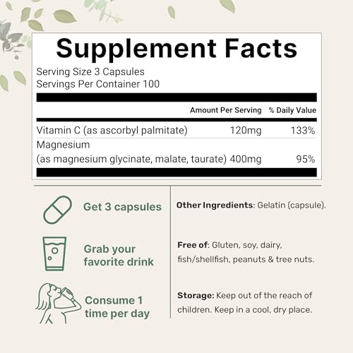 Micro Ingredients Pure Magnesium Complex 300ct (Chelated Glycinate/Malate/Taurate, 400mg) — view 2