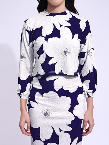 Image of PURVAJA Women's Puff Sleeve Midi Printed Co-Ords