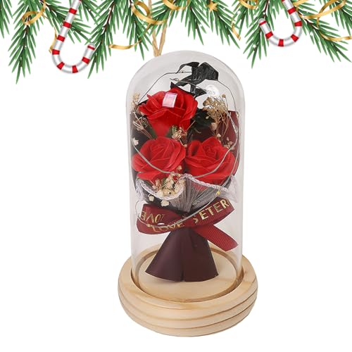 Eternal Rose - Flor de jabón, 3.54 x 6,3 pulgadas rosa en cúpula de diseño atemporal | Decoración de flores preservadas, regalo romántico para el hogar, dormitorio, boda, aniversario, día de