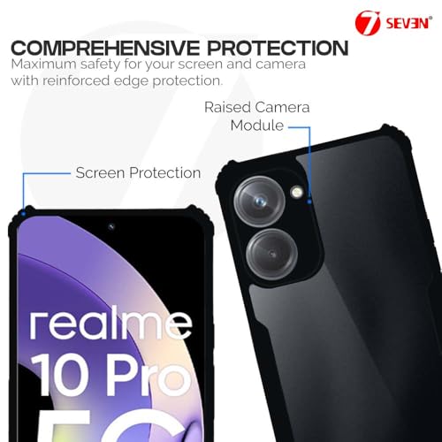 Image of 7SEVEN Ipacky Back Cover for Realme 10 Pro 5G Mobile Back Case Shock Proof Design Camera Edges Protection Crystal Clear Phone Case Precise Cutouts Matte Black Soft Bumper Phone Cover
