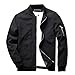 KEFITEVD Fliegerjacke Herren Sommer Übergangsjacke Männer Blouson Jacke mit Reißverschluss Taschen Windbreaker College Jacke Outdoor Jacke Schwarz 3XL (Etikett: 4XL)