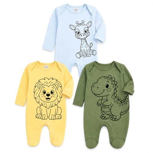 Image of EIO 100% Cotton Rompers Sleepsuits Jumpsuit Night Suits for Infants Newborn Baby Boys & Girls