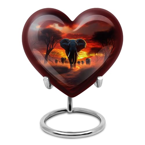 Image of Elephant Urn - Keepsake Funeral Urn for Adult Ashes Men & Women - Little Burial Urns for Ashes Adult Male - Decorative Urns for Mom & Dad - 3 Inch