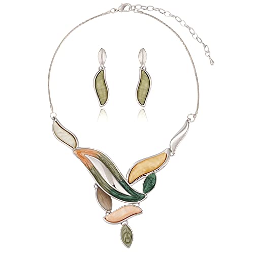 Vintage-Chunky-Statement-Jewelry-Set-Retro-Leaf-Floral-Geometric-Bohemian-Boho-Bib-Necklace-Earring-Set-Fashion-Costume-Jewelry-for-Women-Girls-Wedding-Party-Prom-Unique-Gift